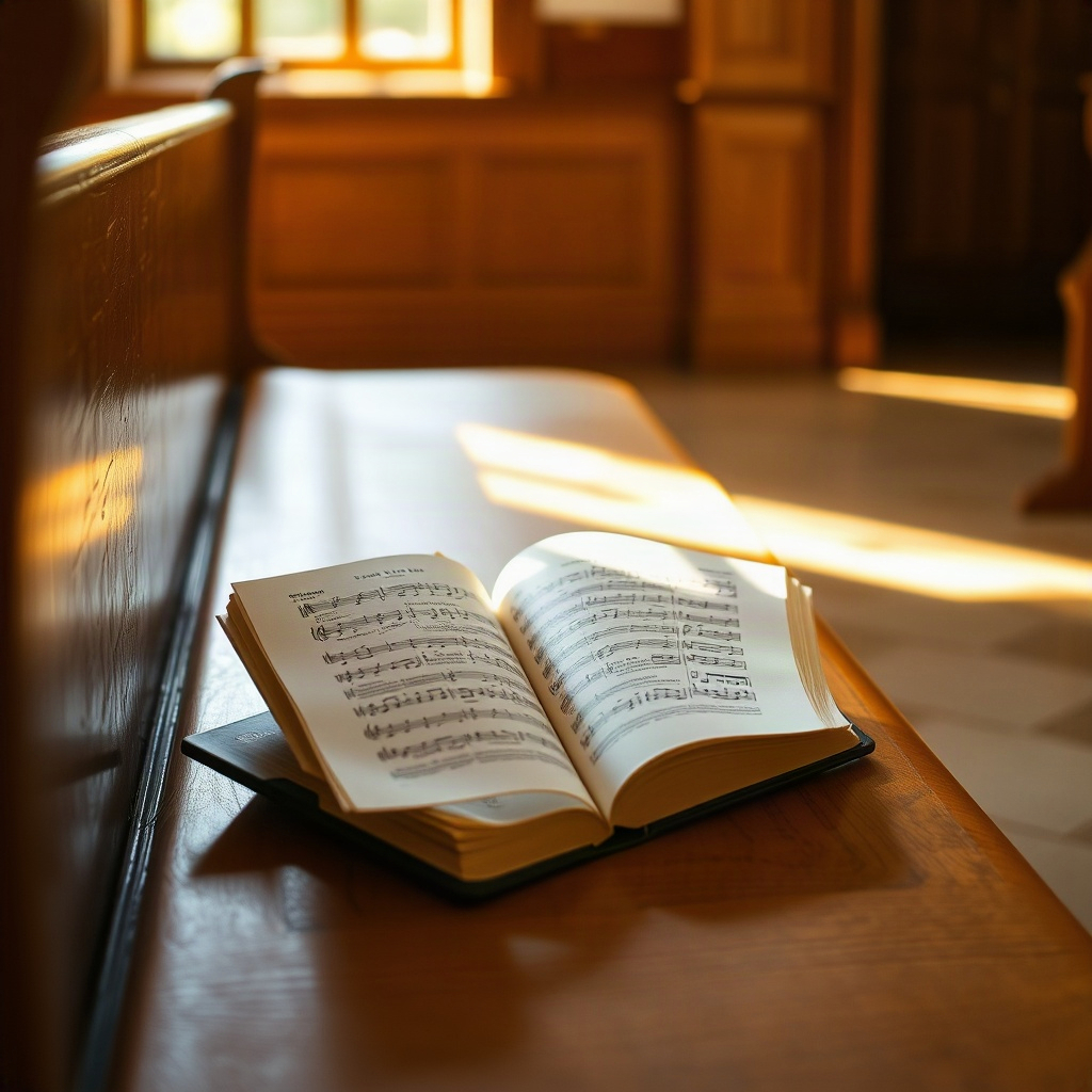 Quiet pew with hymn book